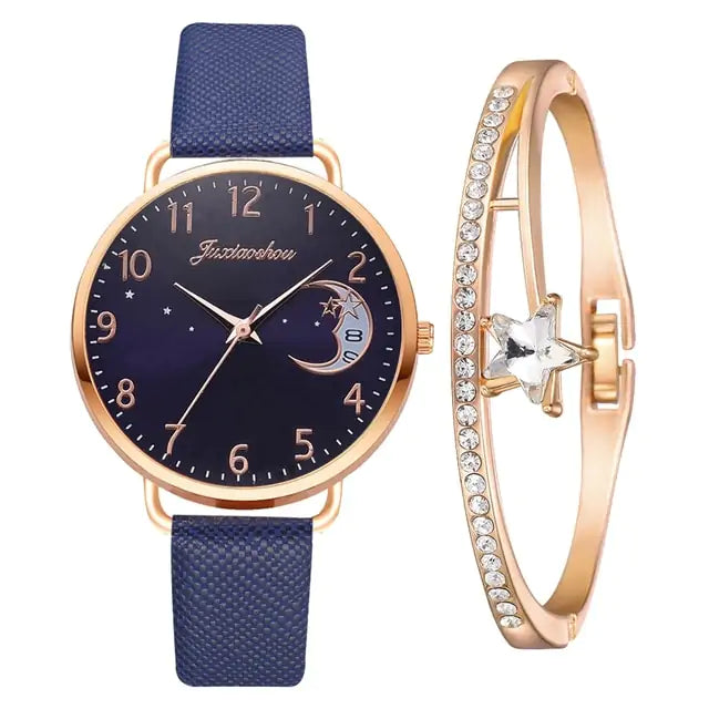 Unveil Timeless Elegance with the Moon Bracelet & Watch Set