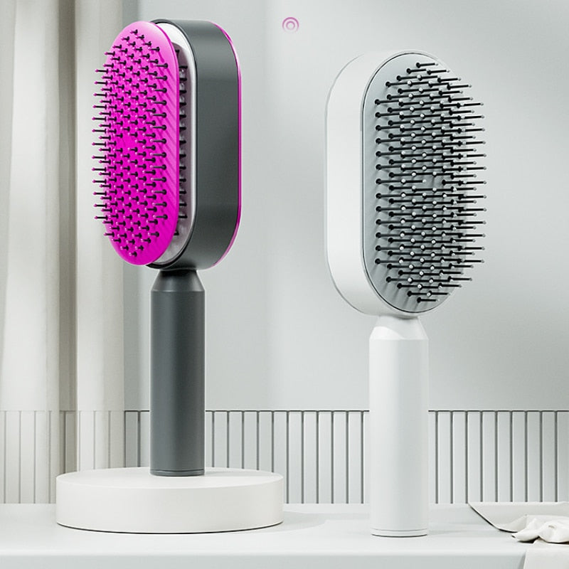 Self-Cleaning Hair Brush for Women – Effortless Detangling & Scalp Massage