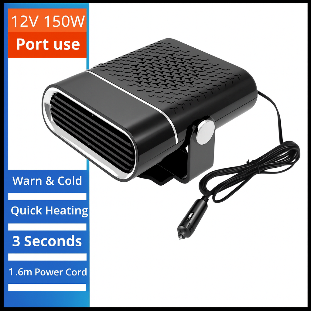 1194 Car Heater – Fast Heating, Defrosting & Defogging (12V/24V, Compact ABS Design)