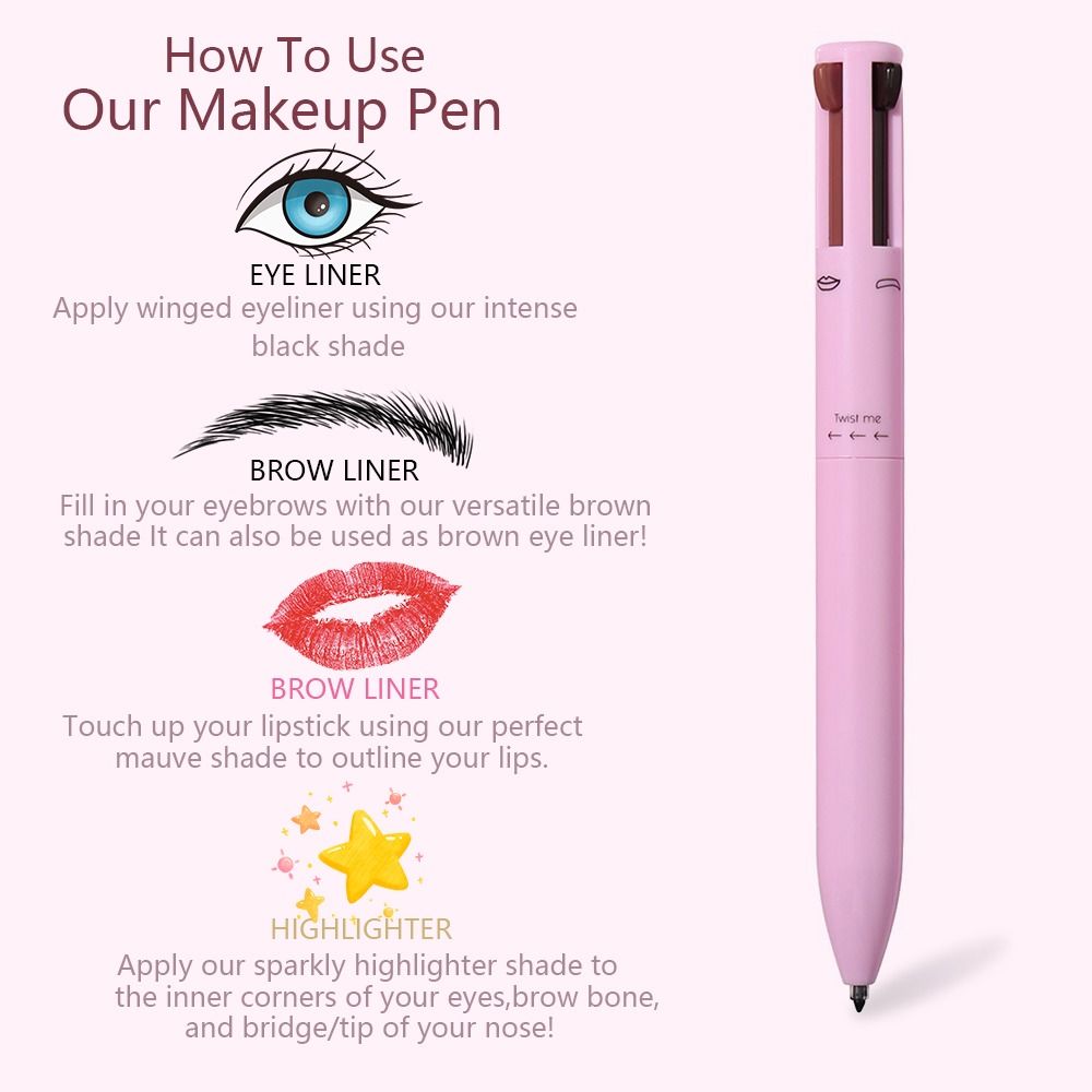 GlamPen 4-in-1 Makeup Tool – Eyeliner, Eyebrow Pencil, Lip Liner & Highlighter in One