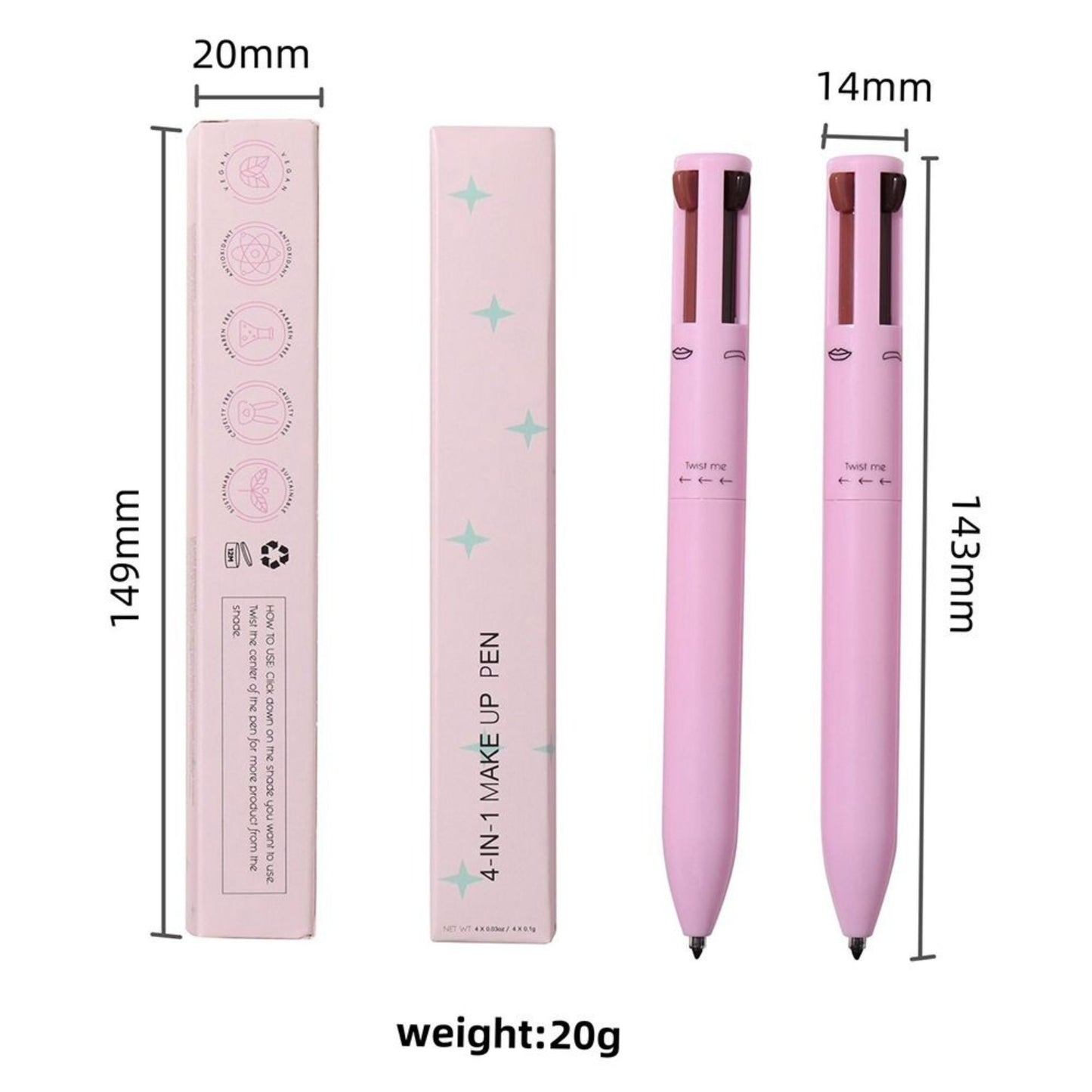 GlamPen 4-in-1 Makeup Tool – Eyeliner, Eyebrow Pencil, Lip Liner & Highlighter in One