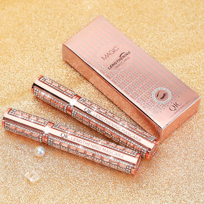 Shining Diamond Waterproof Lengthening Mascara – 5D Volume, Peanut Brush, and Smudge-Proof Wear (12.7cm / 5g)