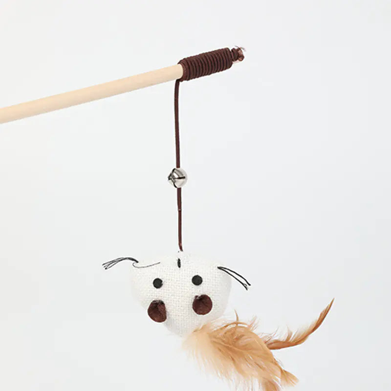 Interactive Cat Teaser Toy – Hemp Rope Wand with Wooden Handle for Active Play and Exercise