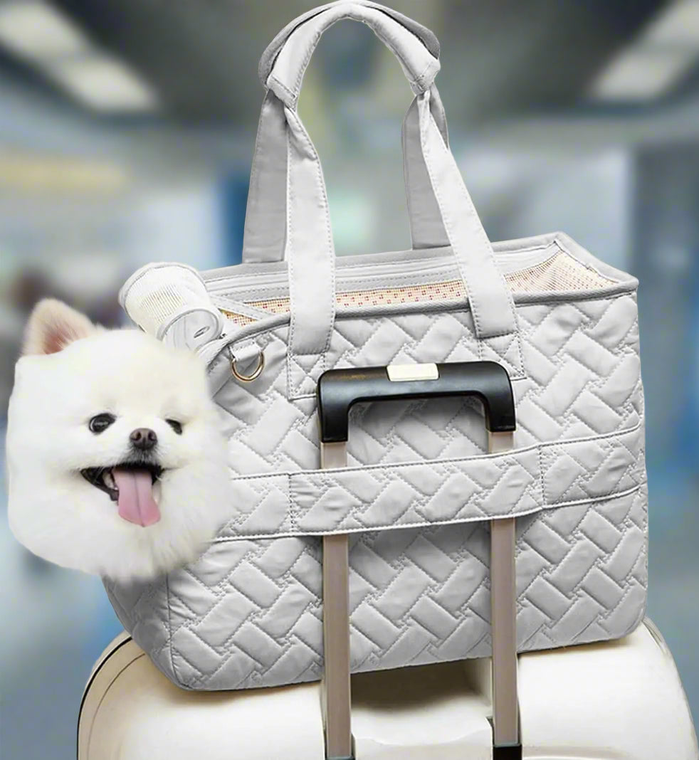 Quilted Pet Carrier Handbag – Lightweight Travel Bag for Cats & Small Dogs