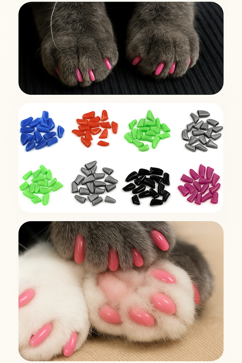 20-Piece Pet Nail Covers Set with Adhesive – Protective, Stylish & Comfortable for Cats and Dogs