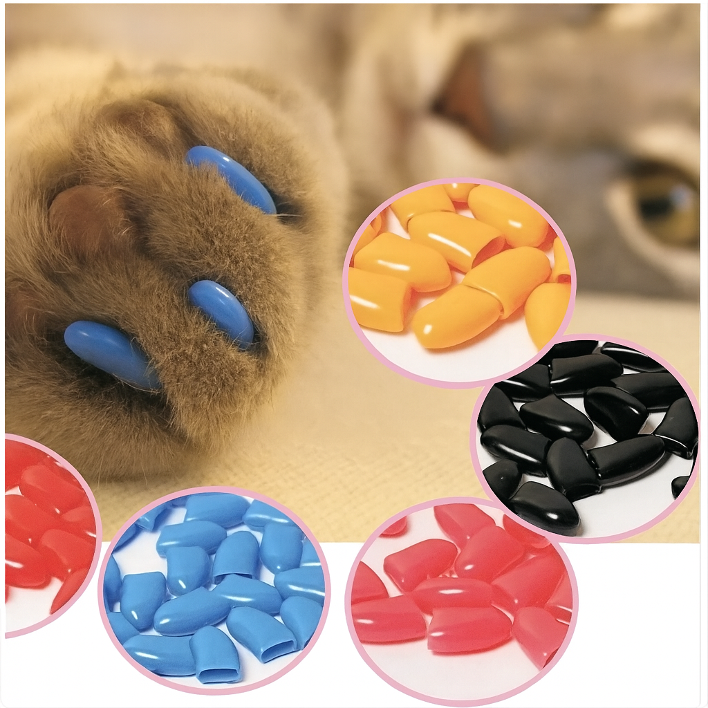 20-Piece Pet Nail Covers Set with Adhesive – Protective, Stylish & Comfortable for Cats and Dogs