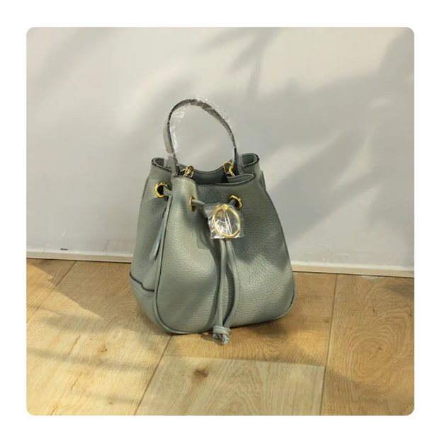 Women's Bucket Bag – First Layer Cowhide with Minimalist Design & Smart Interior Storage