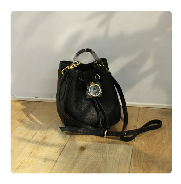 Women's Bucket Bag – First Layer Cowhide with Minimalist Design & Smart Interior Storage