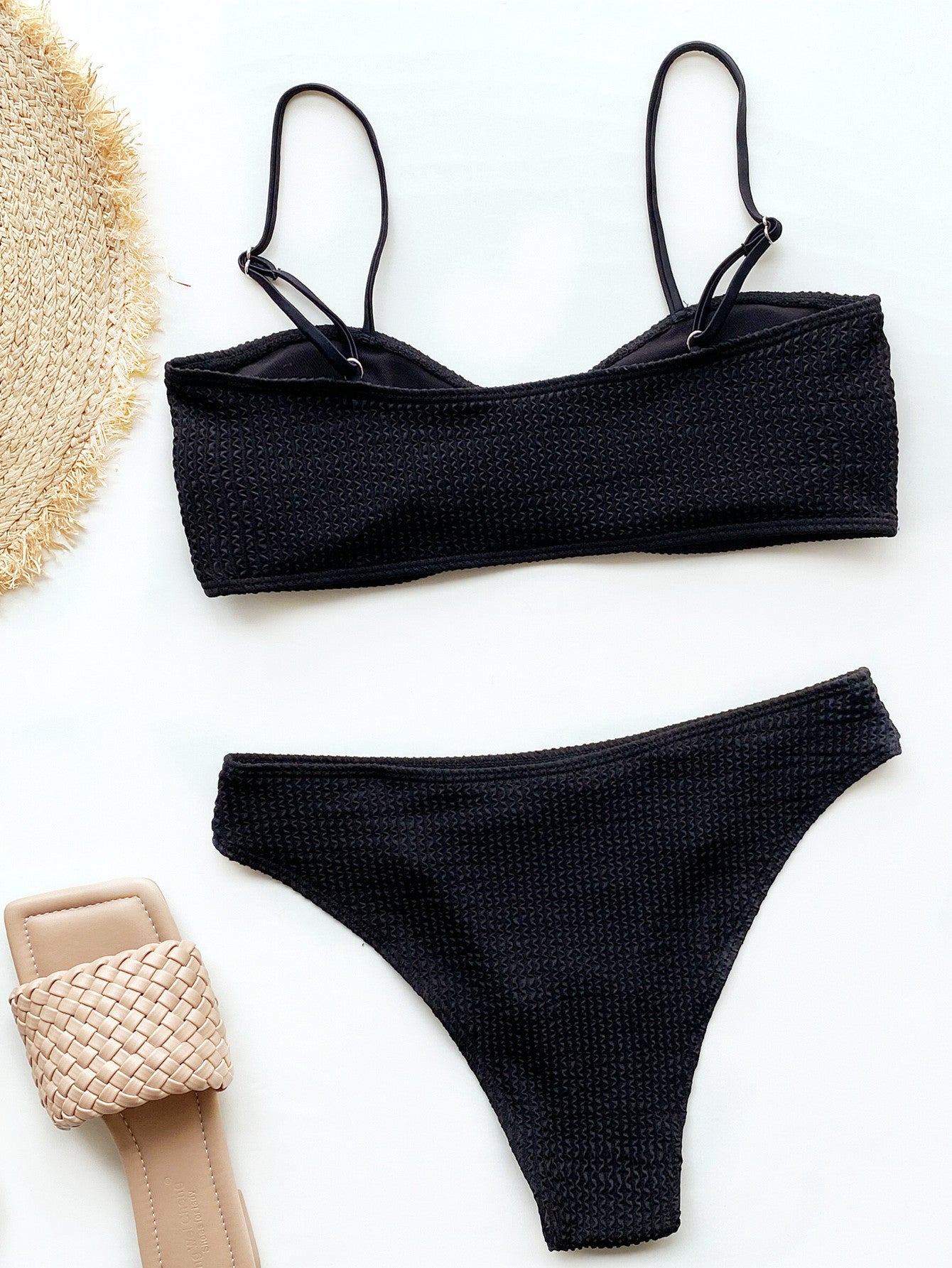 Pure Color Sexy Bikini – Two-Piece Nylon Swimsuit with Chest Pad
