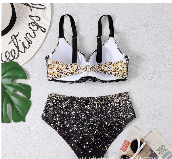 High-Waisted Bikini – Curve-Flattering Design in Gold, Army Green & Blue (Sizes S to 5XL)
