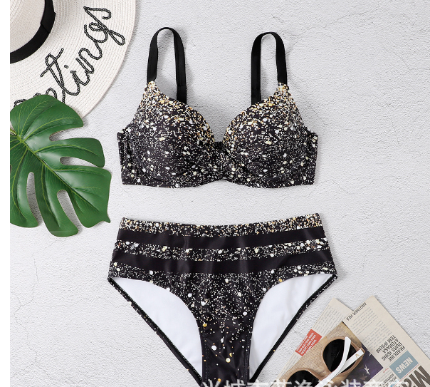 High-Waisted Bikini – Curve-Flattering Design in Gold, Army Green & Blue (Sizes S to 5XL)
