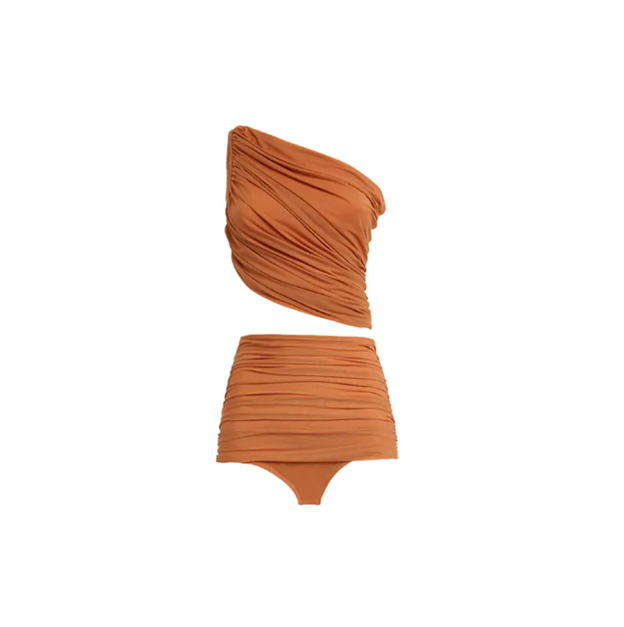 Oblique High Waist Bikini Sets – Curve-Flattering Nylon Swimwear (Sizes S–XL)