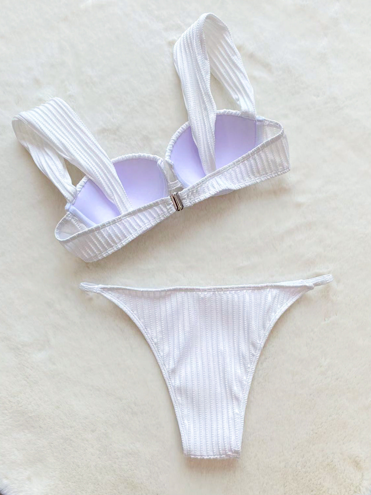 White Nylon Bikini – Sexy Two-Piece Swimsuit with Steel Support & Padded Chest