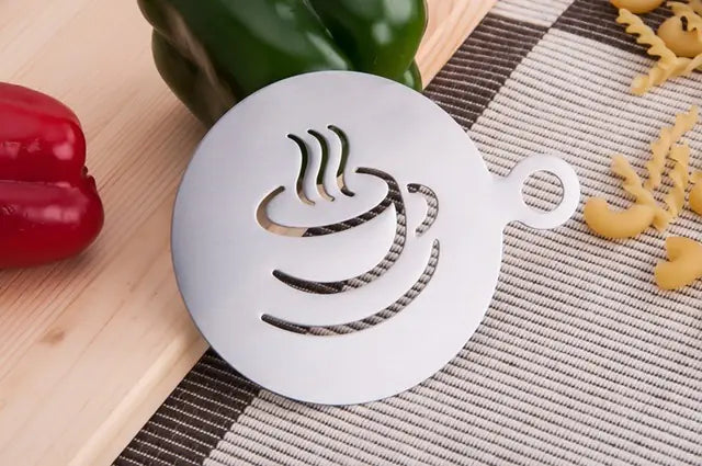 Creative Stainless Steel Coffee Drawing Sheet Mold – Reusable Coffee Stencil Set for Latte Art – Fun Shapes: Heart, Kiss, Beard, Star, Coffee Beans