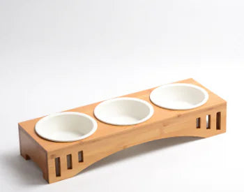 Elegant Solid Wood Pet Dining Table with Bowl Stand