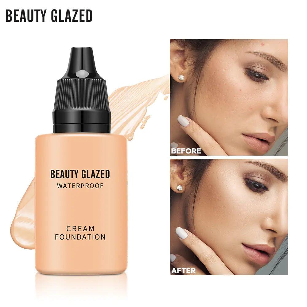 Beauty Glazed Waterproof Cream Foundation – Long-Lasting, High Coverage, Automatic Tanning Effect (9 Shades)