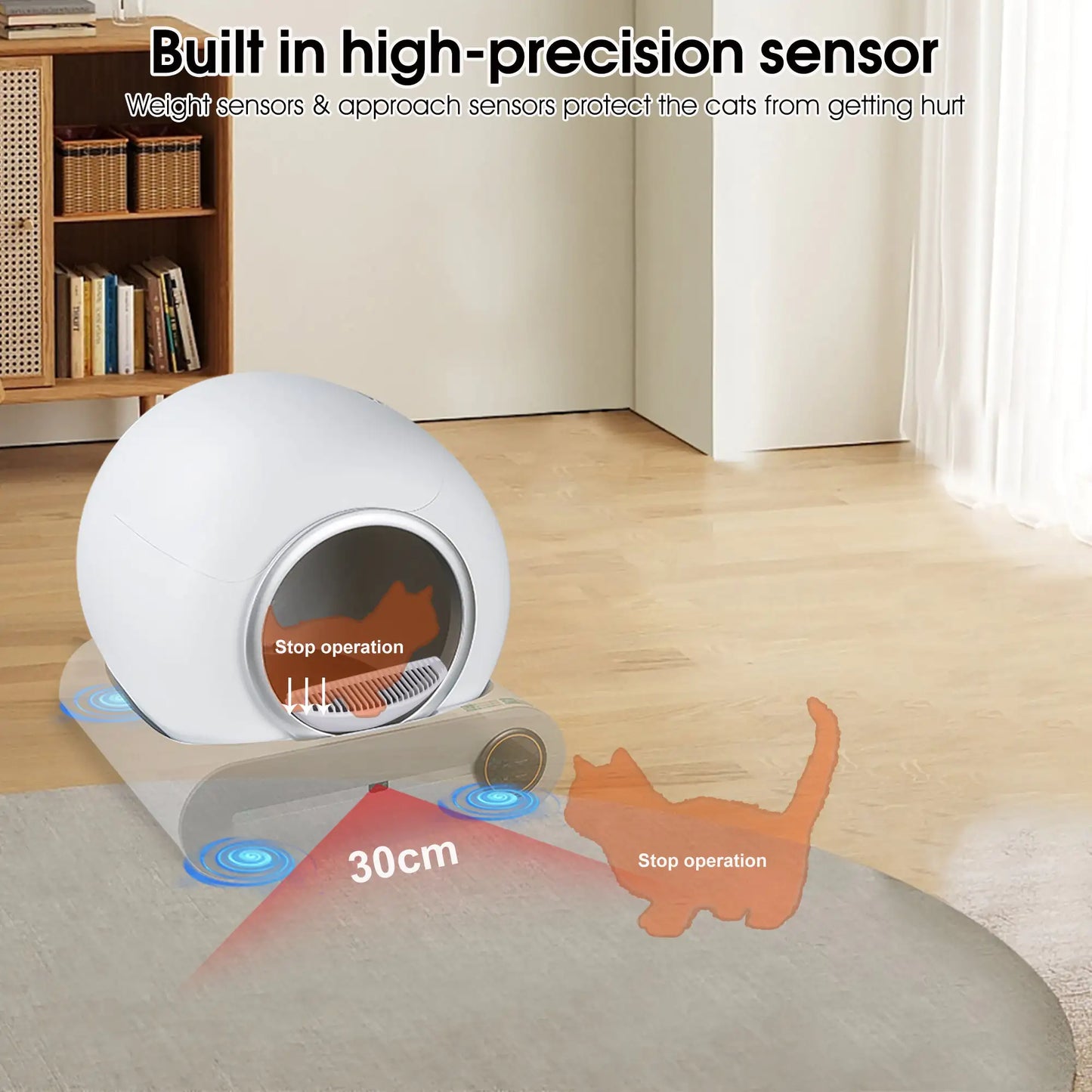 Self-Cleaning Litter Box with Automatic Scooping, Deodorization & App Control