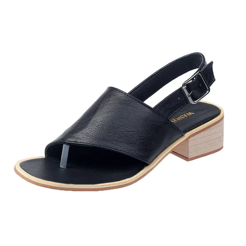 Fashion Herringbone Chunky Heel Sandals – Elegant, Versatile, and Built for All-Day Comfort