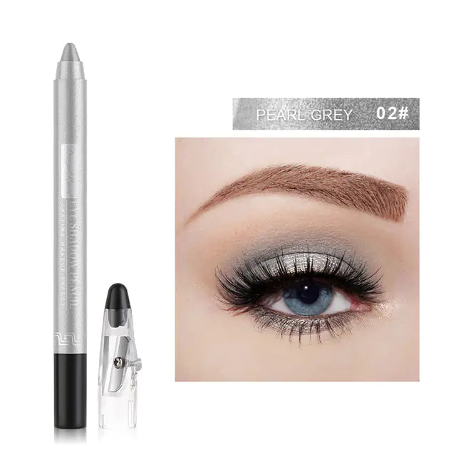 Waterproof Pearlescent Silkworm Eyeshadow Pen – 12 Shades of Long-Lasting Shine with Built-in Sharpener