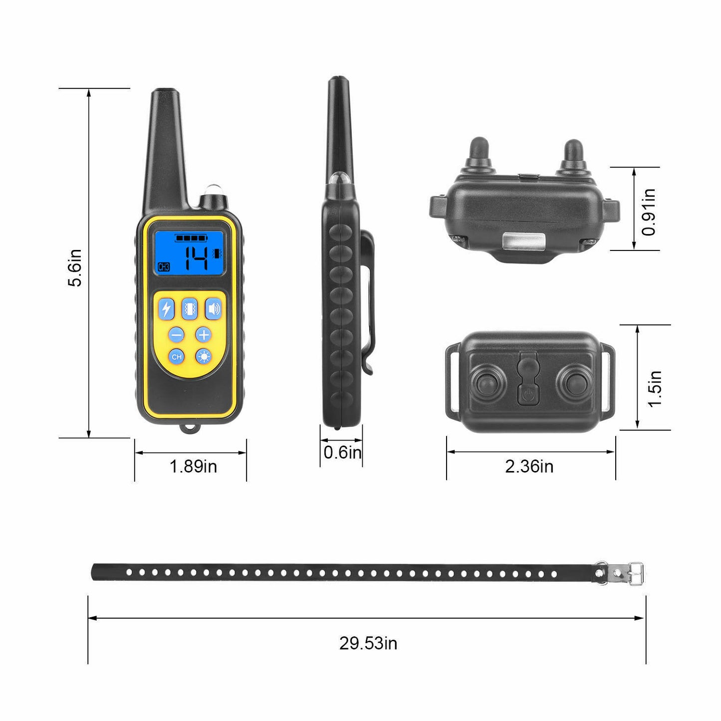 2725 FT Remote Dog Shock Training Collar – Waterproof, Rechargeable with 4 Training Modes (1-3 Dog Kits)