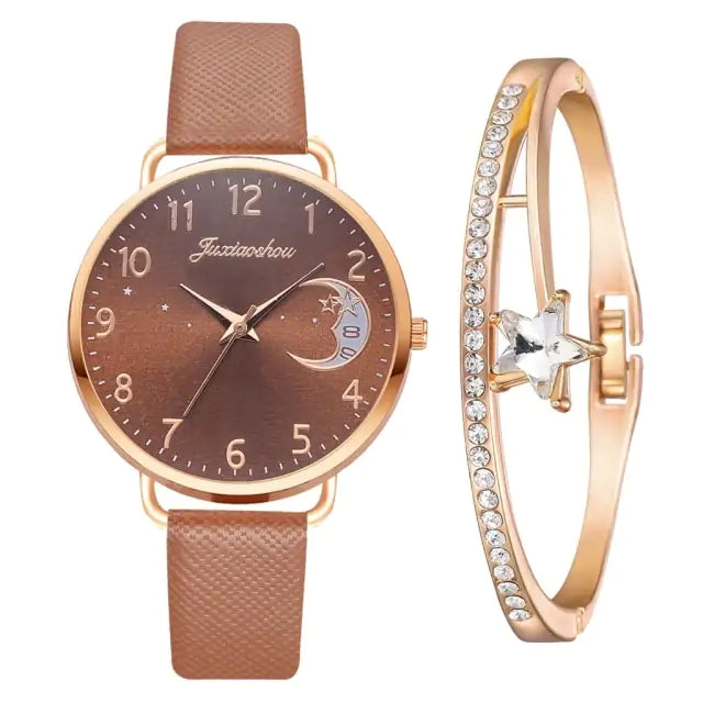 Unveil Timeless Elegance with the Moon Bracelet & Watch Set