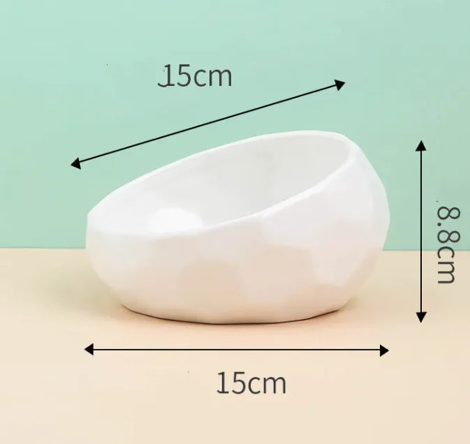 Ergonomic Tilted Ceramic Pet Bowl – Anti-Spill, Non-Slip Feeding Dish