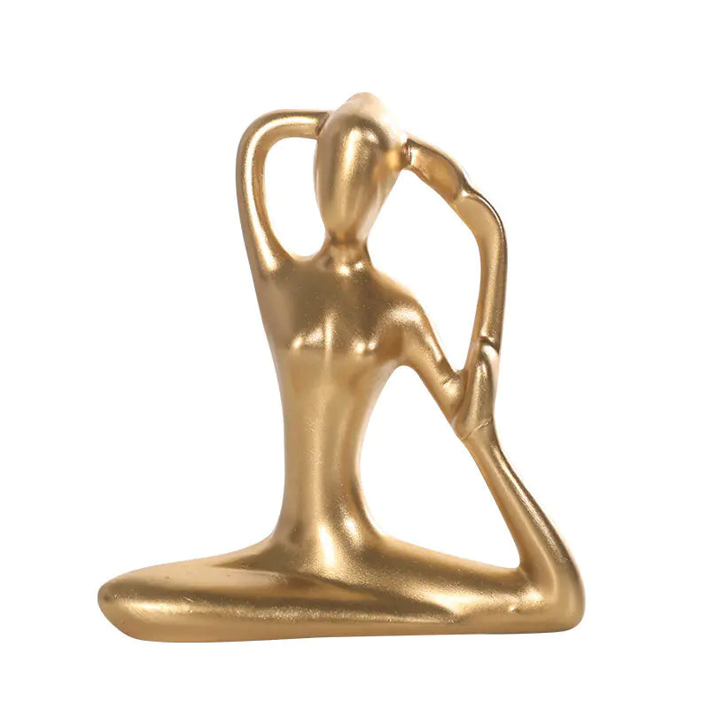 Nordic Minimalist Yoga Girl Figurine – Resin Modern Home Decor Sculpture