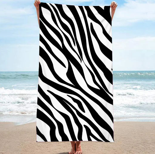 Zebra Print Pattern Beach Towel – Oversized, Absorbent, and Boldly Stylish