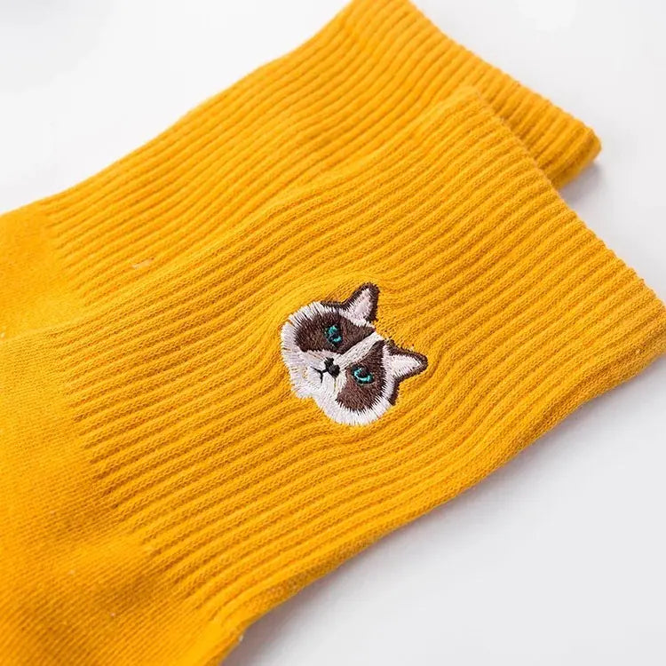 Embroidered Cat Socks for Women – Playful Comfort in Every Step