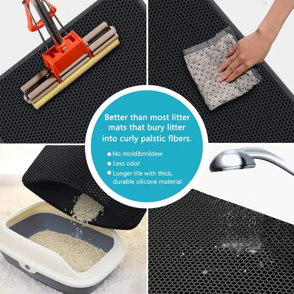 Double Layer Cat Litter Mat – EVA Waterproof Mat with Litter Trap Design