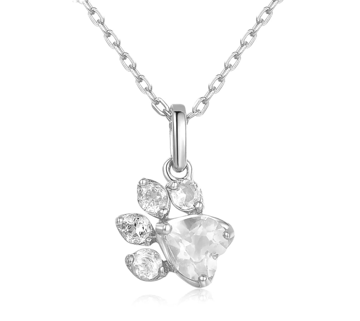 Paw Pendant Necklace in S925 Silver with Gemstones – A Playful Touch of Elegance