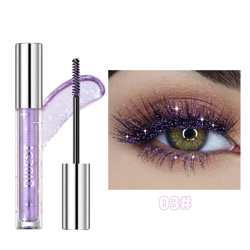 Diamond Glitter Mascara – Sparkling Lash Color in Gold, Silver & Purple (Quick-Dry, Clump-Free Formula)
