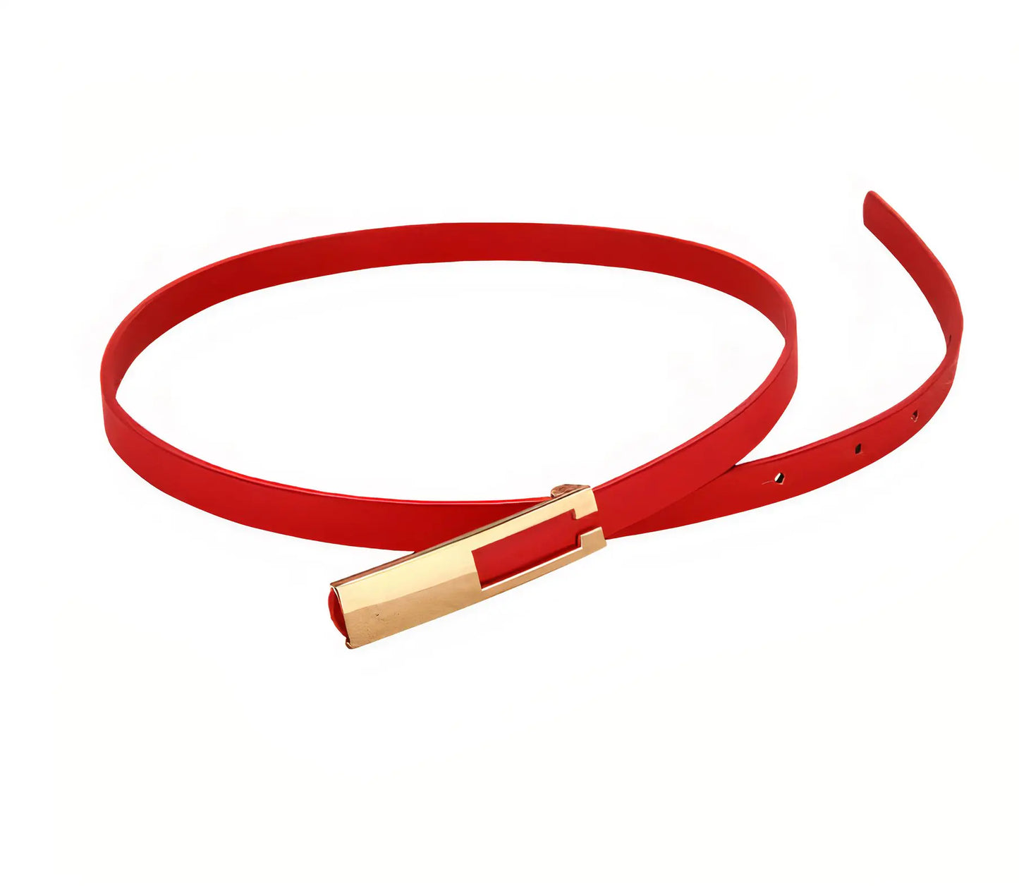 Luna Belt – Skinny Vegan Leather Belt with Gold Buckle