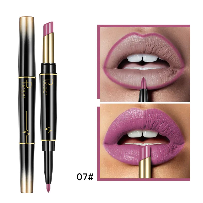 Double Lipstick Lip Liner – 2-in-1 Matte Lipstick and Rotating Liner