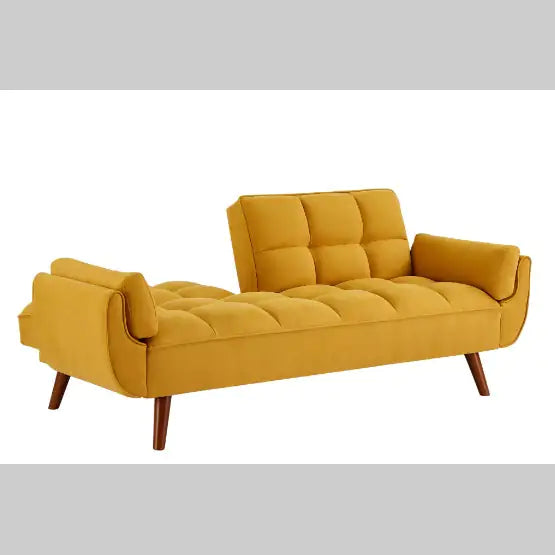 Yellow Fabric Sofa for Home Use – Linen Upholstery, Contemporary Design