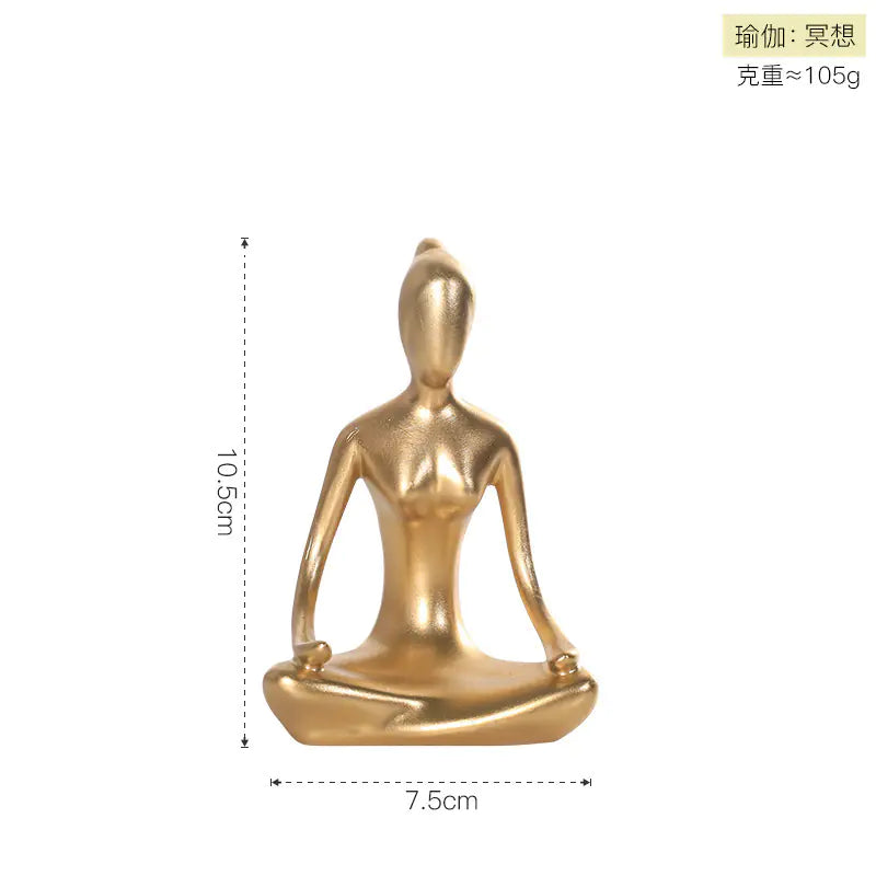 Nordic Minimalist Yoga Girl Figurine – Resin Modern Home Decor Sculpture