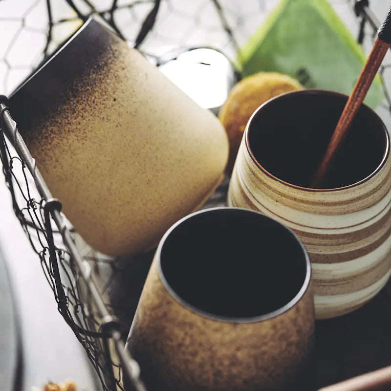 Japanese Vintage Ceramic Coffee Mug – 350ml Rustic Style Stoneware Mug for Coffee, Tea & Hot Chocolate