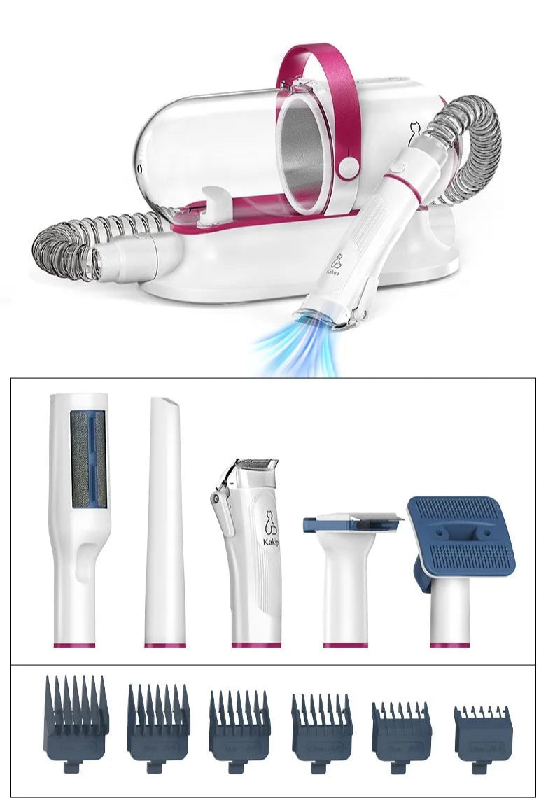 All-in-One Pet Grooming Vacuum Kit – Strong Suction, Quiet Operation, and 6 Adjustable Combs (For Cats & Dogs of All Hair Types)