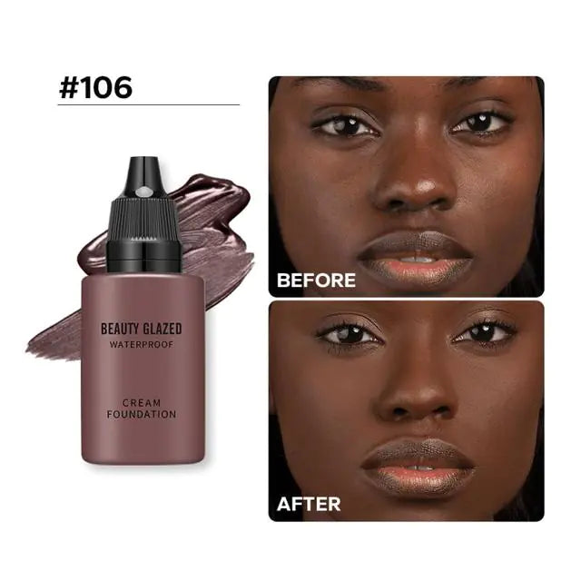 Beauty Glazed Waterproof Cream Foundation – Long-Lasting, High Coverage, Automatic Tanning Effect (9 Shades)