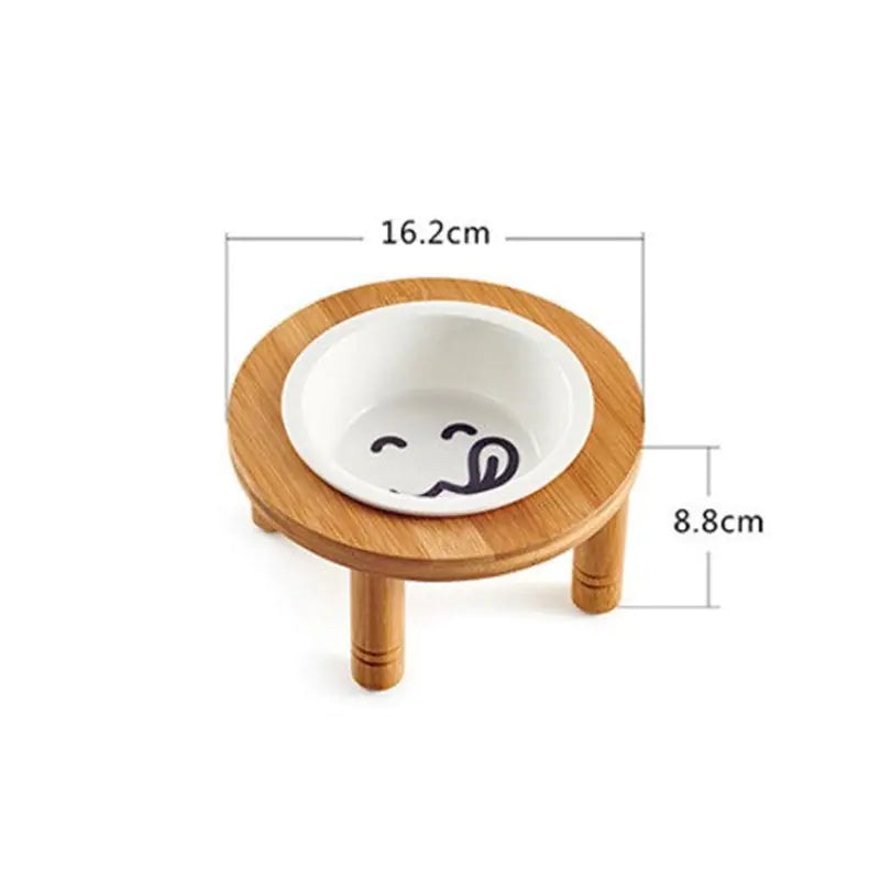 Elevated Bamboo & Ceramic Pet Bowl – Ergonomic Design for Cats and Dogs