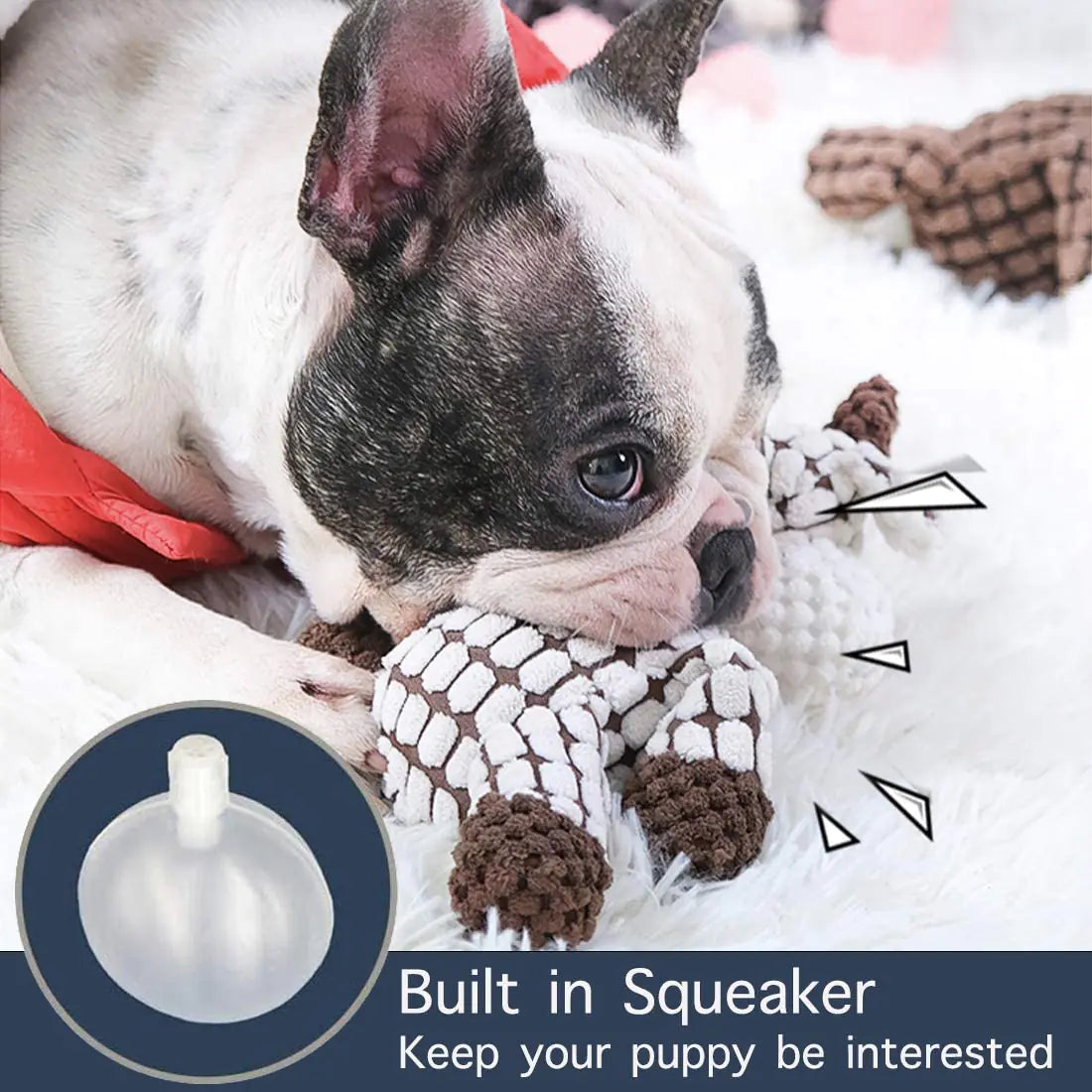 Interactive Plush Animal Dog Toys – Soft, Squeaky Training Companions in Gray, Beige, and Brown