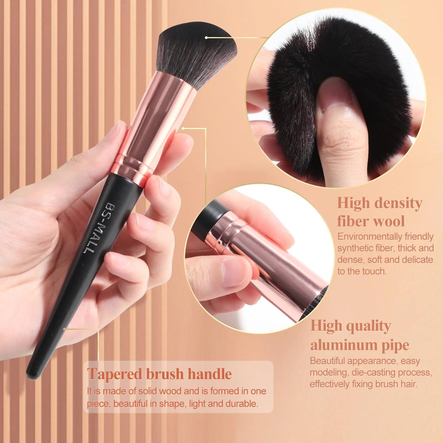 18-Piece Makeup Brush Set with Storage Bucket (Black & Rose Gold, Professional Synthetic Bristles)