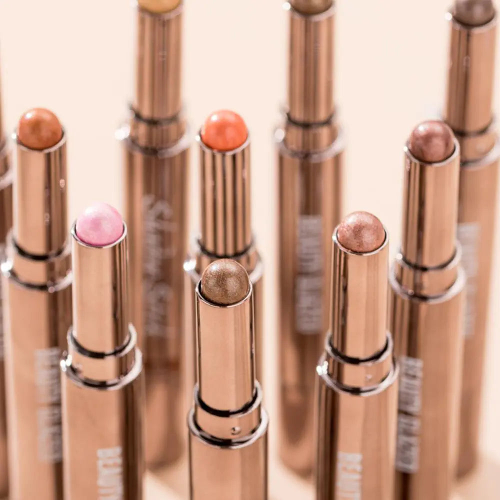 10 Color Double-Ended Eye Shadow Stick – Pearlescent Finish with Built-in Sponge Brush (5.1" Length)