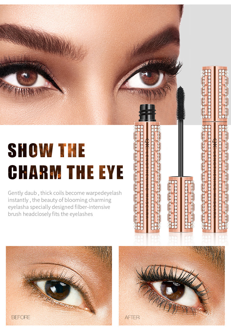 Shining Diamond Waterproof Lengthening Mascara – 5D Volume, Peanut Brush, and Smudge-Proof Wear (12.7cm / 5g)