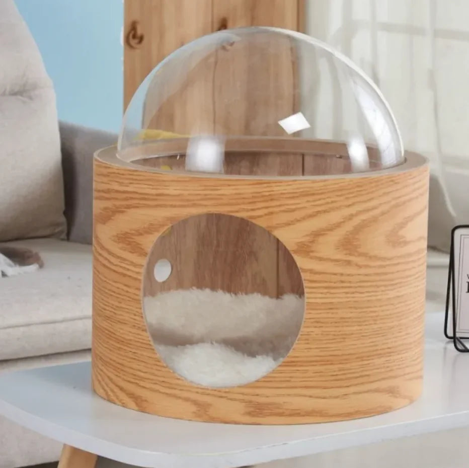 Clear Dome Pet Bed – Modern Transparent Cat Nest for Stylish Indoor Spaces