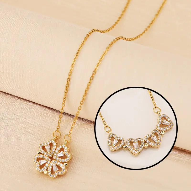 Heart Four Leaf Clover Necklace – Symbol of Love & Luck