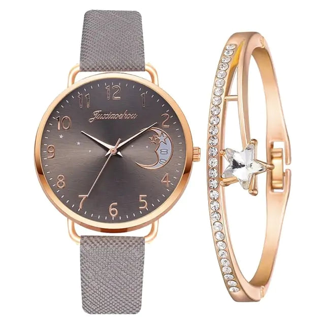 Unveil Timeless Elegance with the Moon Bracelet & Watch Set
