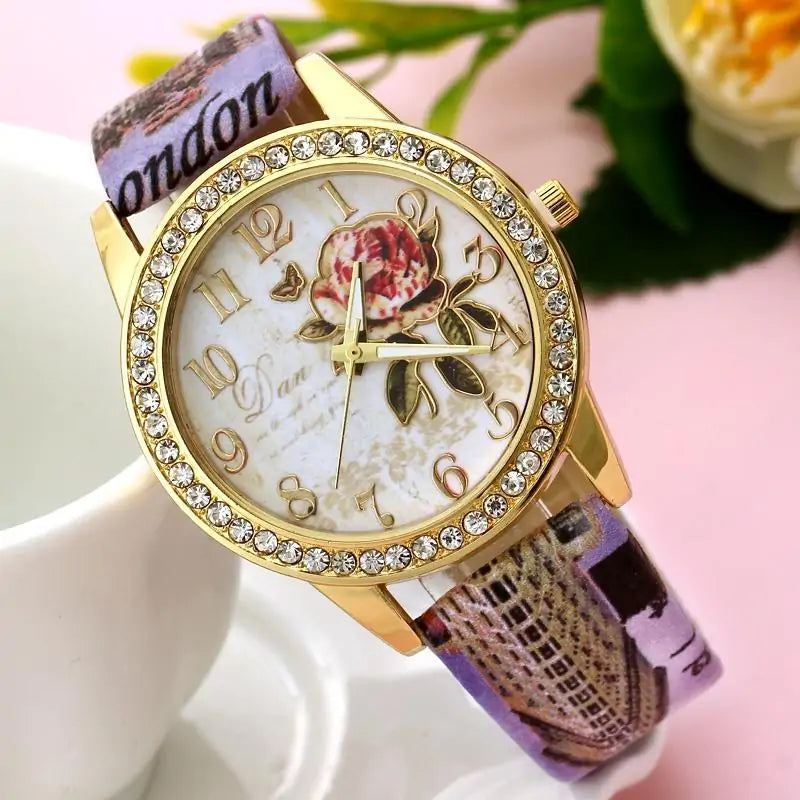 Floral Cubic Zirconia Watch: A Timeless Blend of Elegance and Sparkle
