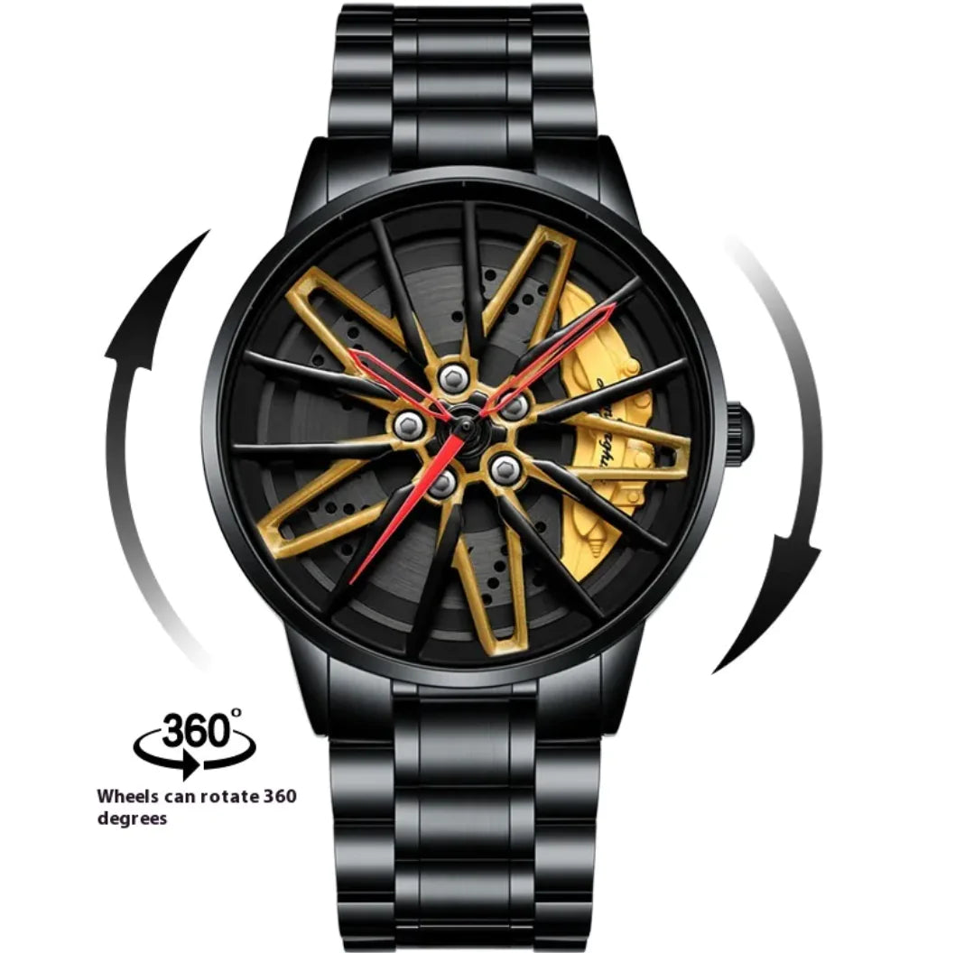 Men's Quartz Watch with 3D Hollow Car Design
