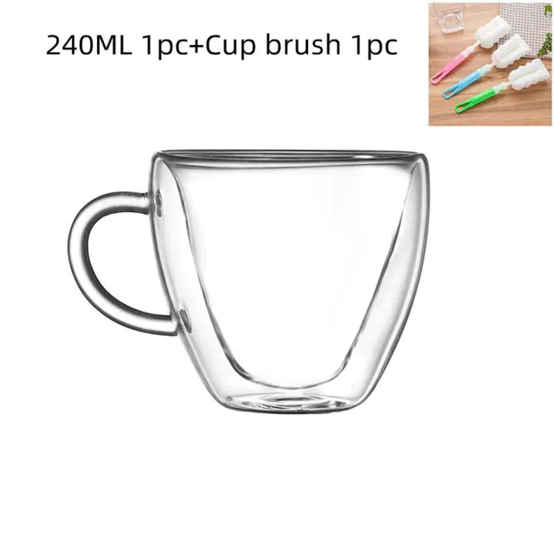 Heart-Shaped Double Wall Tea Coffee Mug
